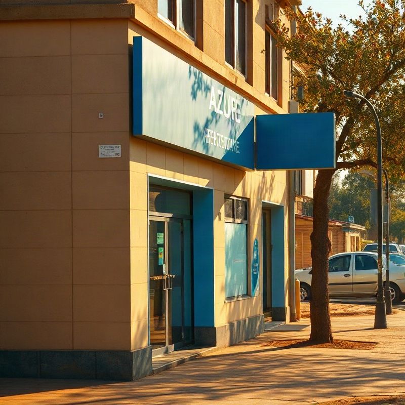 Riverlbeta real estate office entrance on a busy Eldoret street with azure signage